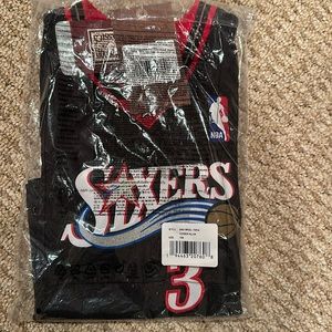 NWT Philadelphia 76ers Allen Iverson sleeveless Black mesh jersey, size 18 month
